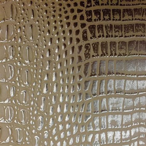 Peach Gold Two Tone Alligator Vinyl Fabric 